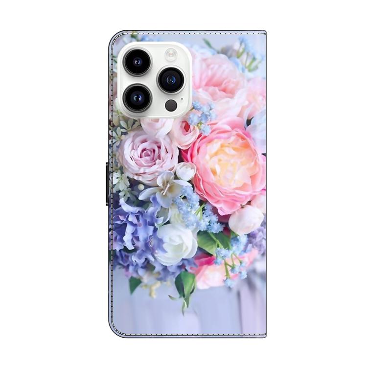 For iPhone 14 Pro Crystal-Like Painted Vegan Leather Phone Case