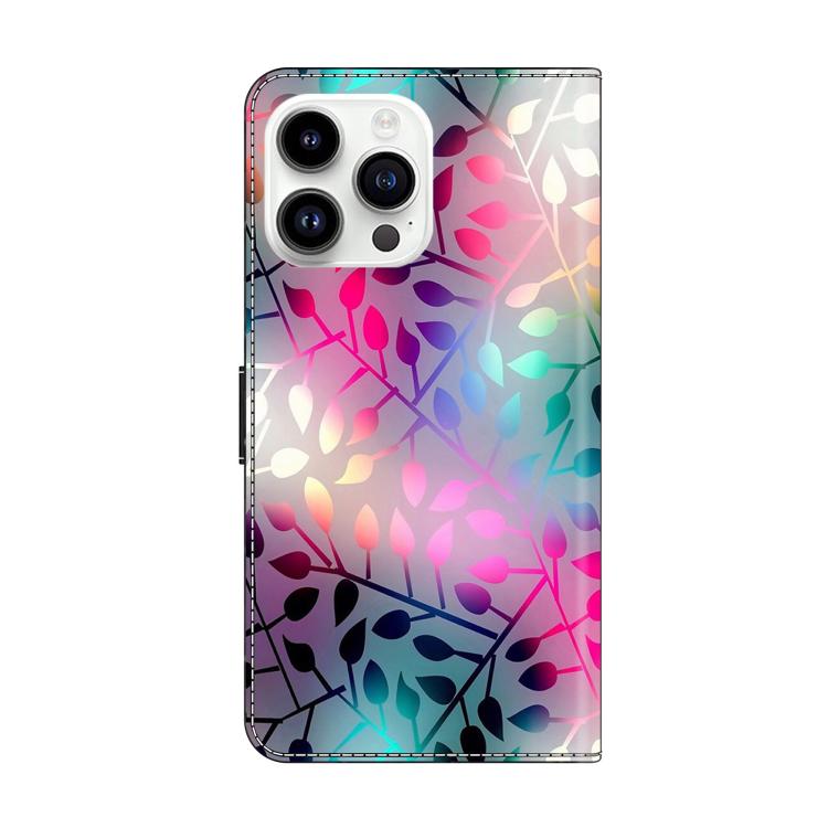 For iPhone 14 Pro Crystal-Like Painted Vegan Leather Phone Case