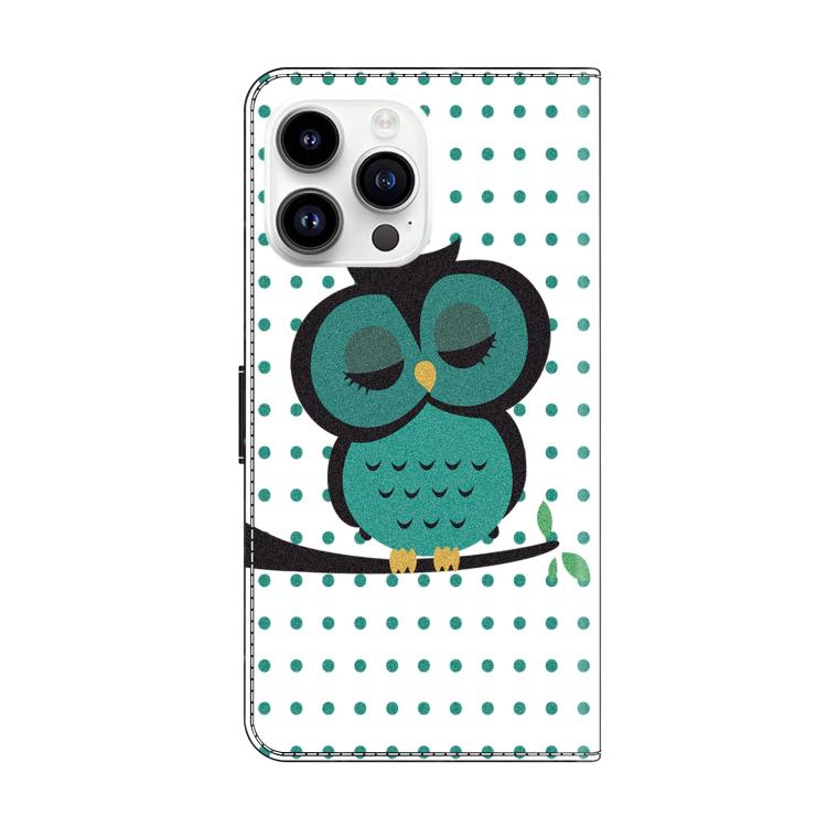 For iPhone 14 Pro Crystal-Like Painted Vegan Leather Phone Case