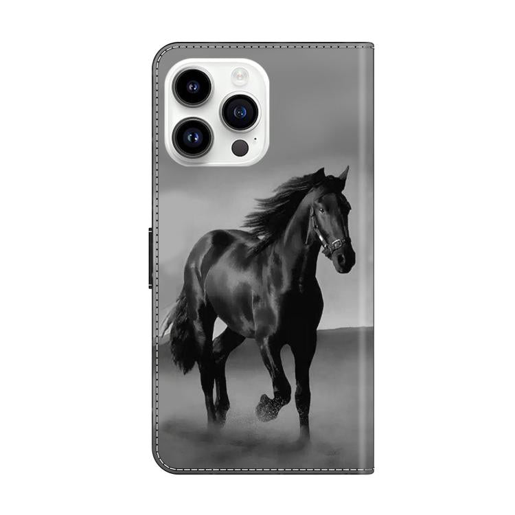 For iPhone 15 Pro Crystal-Like Painted Vegan Leather Phone Case