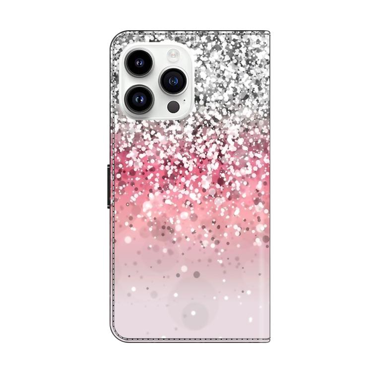 For iPhone 15 Pro Crystal-Like Painted Vegan Leather Phone Case