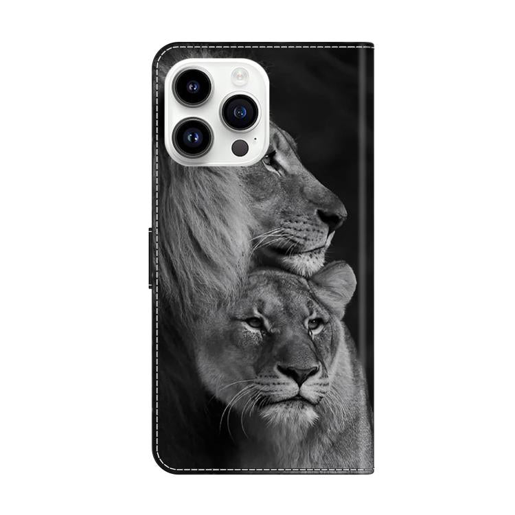 For iPhone 15 Pro Crystal-Like Painted Vegan Leather Phone Case