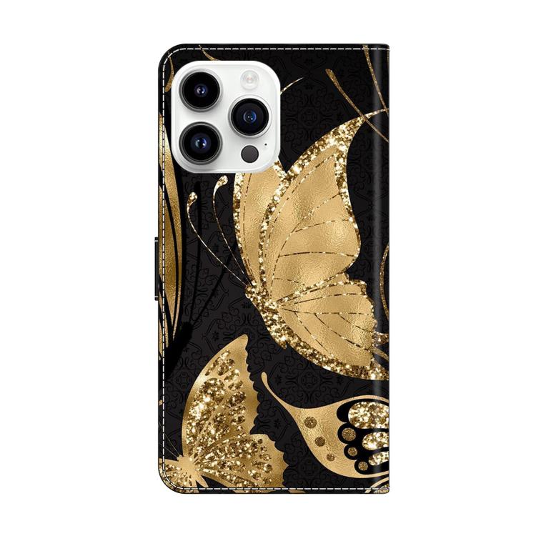 For iPhone 15 Pro Crystal-Like Painted Vegan Leather Phone Case