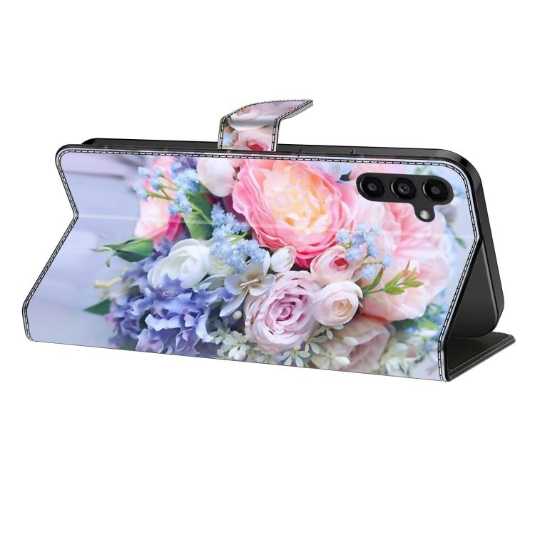 For iPhone 15 Pro Max Crystal-Like Painted Vegan Leather Phone Case