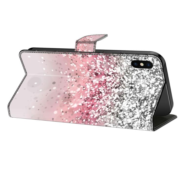 For iPhone 15 Pro Max Crystal-Like Painted Vegan Leather Phone Case