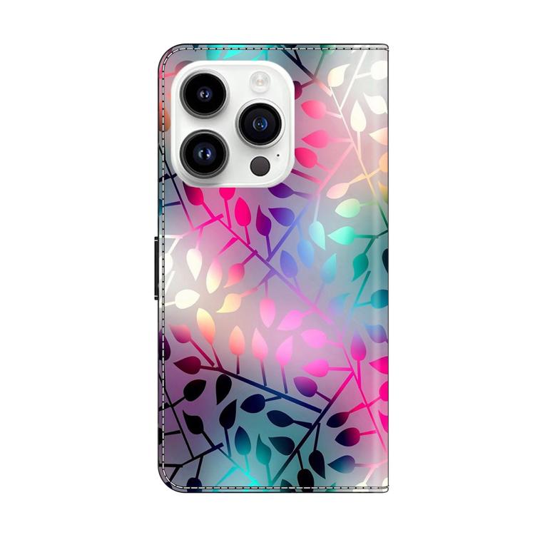 For iPhone 16 Pro Max Crystal-Like Painted Vegan Leather Phone Case