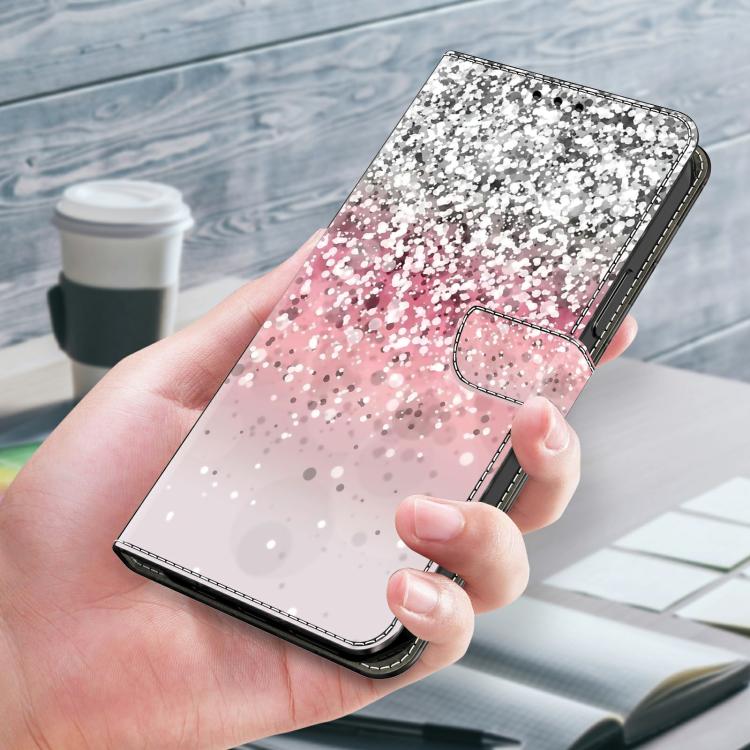 For iPhone 16 Pro Max Crystal-Like Painted Vegan Leather Phone Case