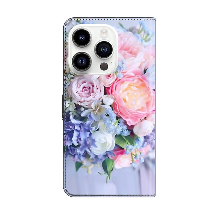 For iPhone 16 Pro Crystal-Like Painted Vegan Leather Phone Case