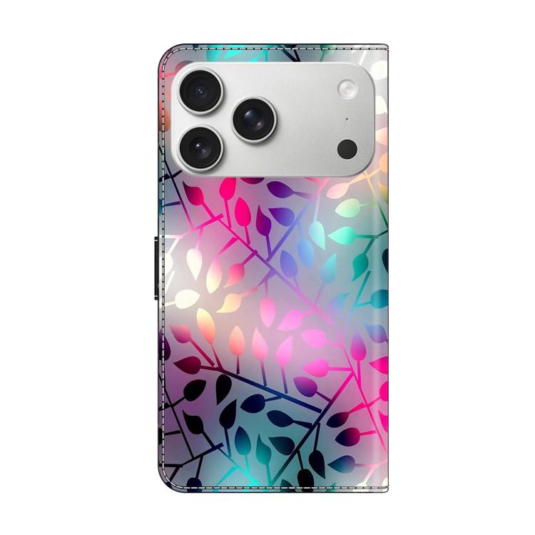 For iPhone 17 Pro Max Crystal-Like Painted Vegan Leather Phone Case