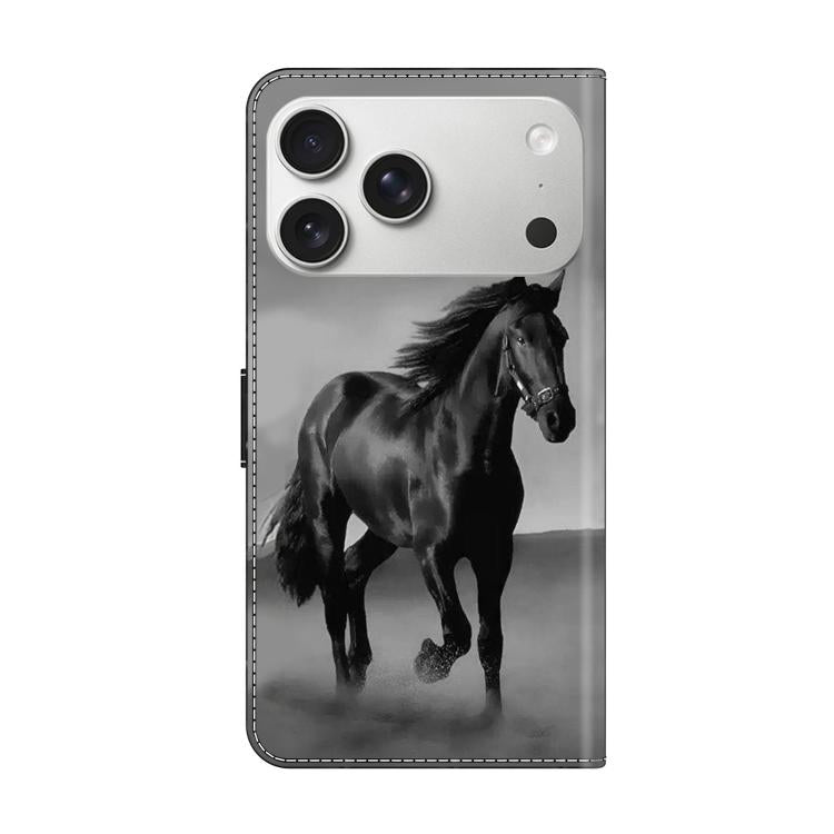 For iPhone 17 Pro Max Crystal-Like Painted Vegan Leather Phone Case