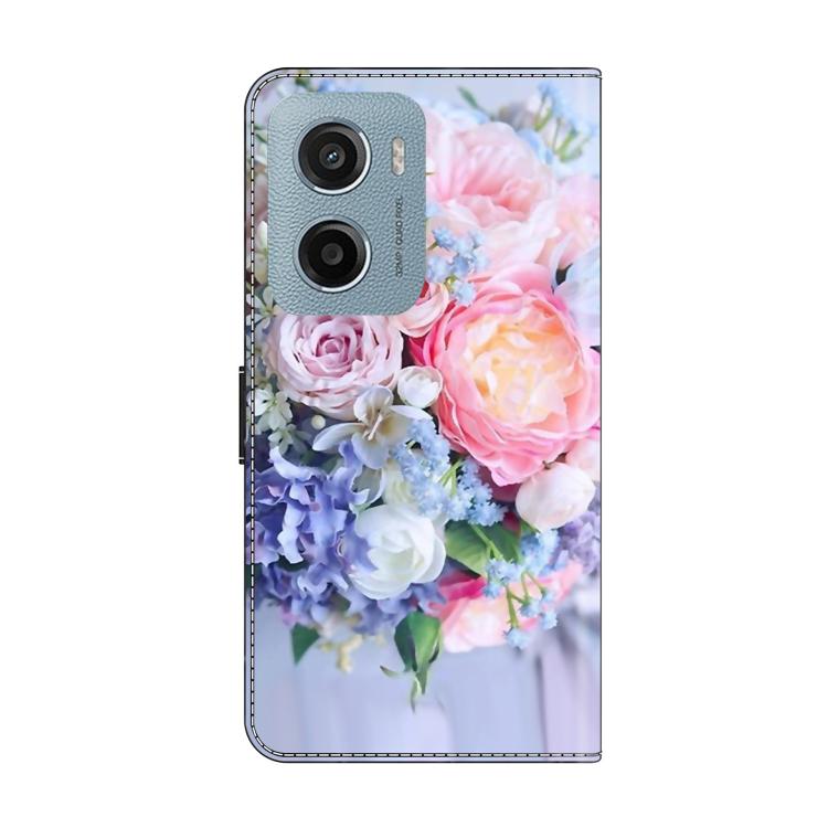 For Motorola Moto E15 Crystal-Like Painted Vegan Leather Phone Case