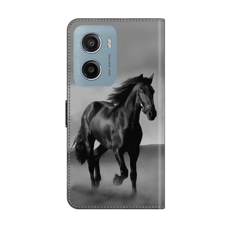 For Motorola Moto E15 Crystal-Like Painted Vegan Leather Phone Case