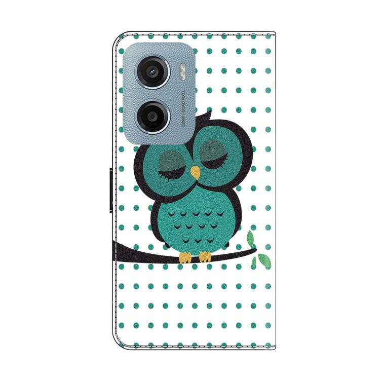 For Motorola Moto E15 Crystal-Like Painted Vegan Leather Phone Case
