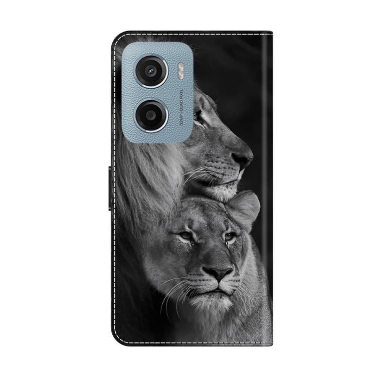 For Motorola Moto E15 Crystal-Like Painted Vegan Leather Phone Case