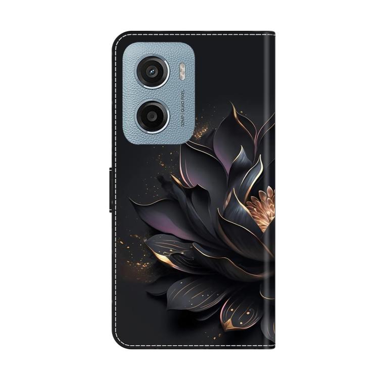 For Motorola Moto E15 Crystal-Like Painted Vegan Leather Phone Case