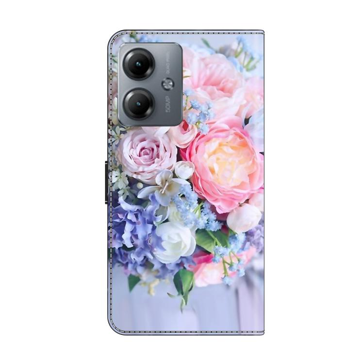 For Motorola Moto G14 Crystal-Like Painted Vegan Leather Phone Case