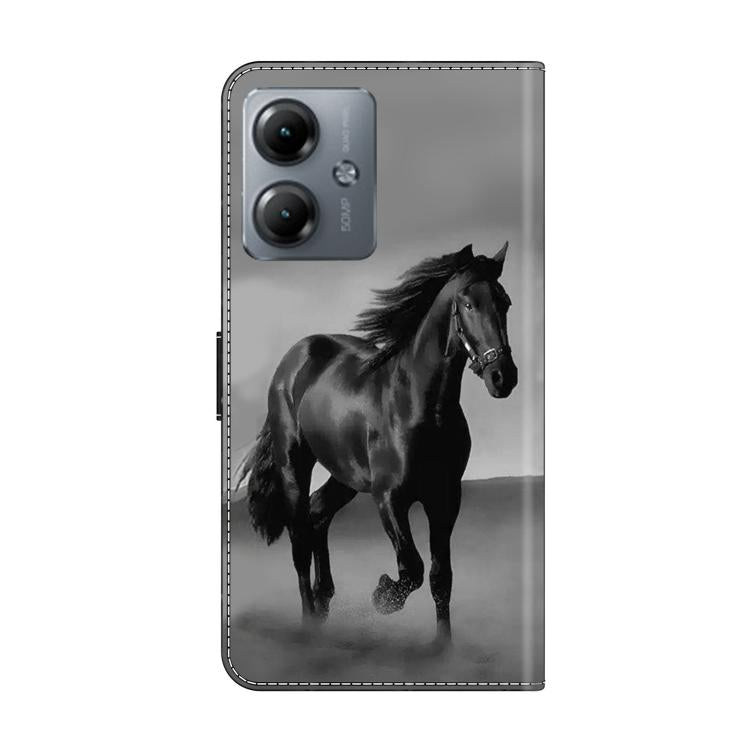 For Motorola Moto G14 Crystal-Like Painted Vegan Leather Phone Case
