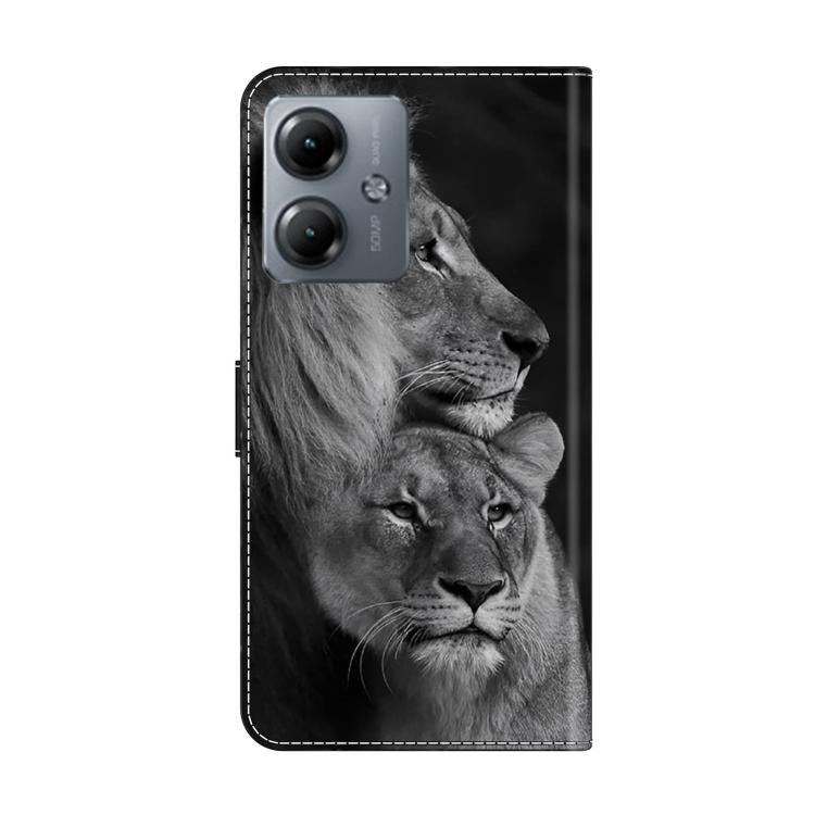 For Motorola Moto G14 Crystal-Like Painted Vegan Leather Phone Case