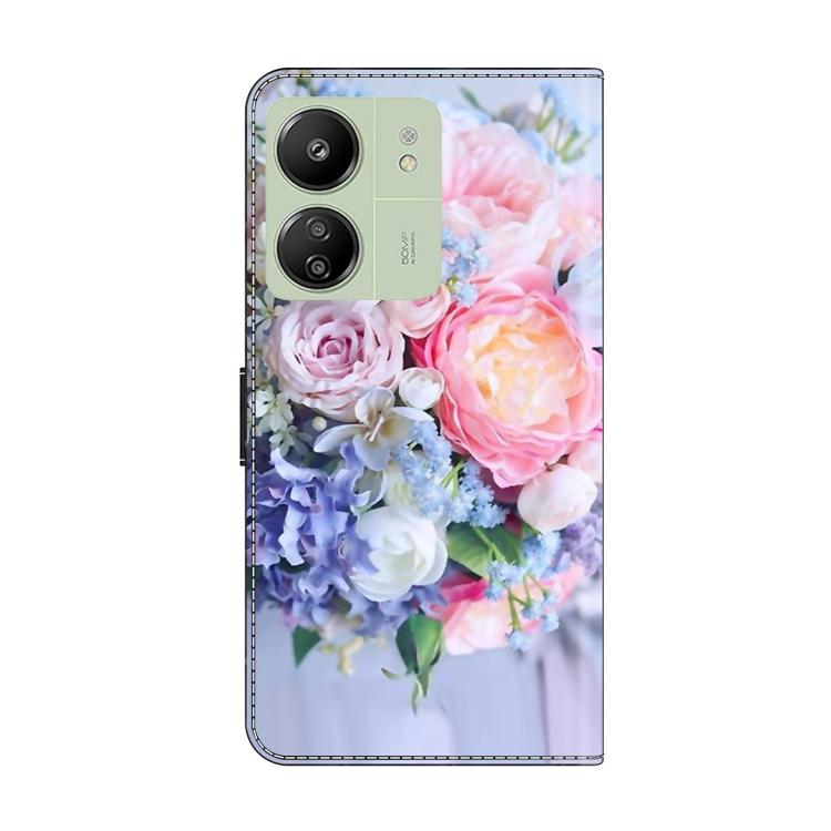 For Redmi 13C 5G / 4G Crystal-Like Painted Vegan Leather Phone Case