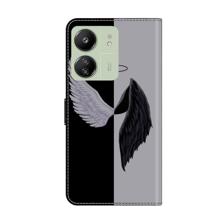For Redmi 13C 5G / 4G Crystal-Like Painted Vegan Leather Phone Case