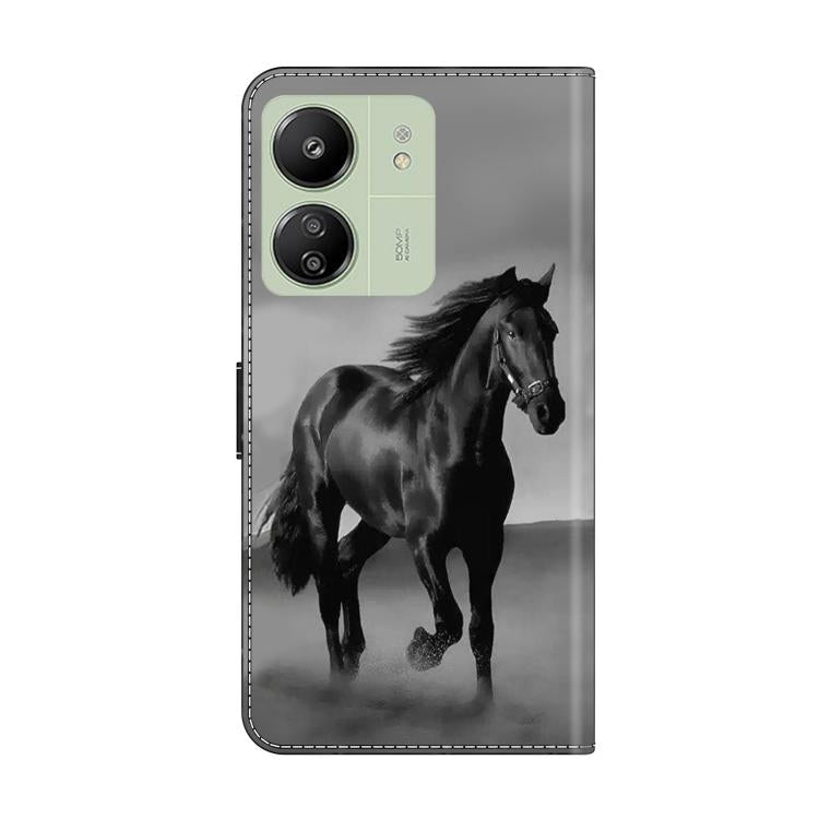 For Redmi 13C 5G / 4G Crystal-Like Painted Vegan Leather Phone Case