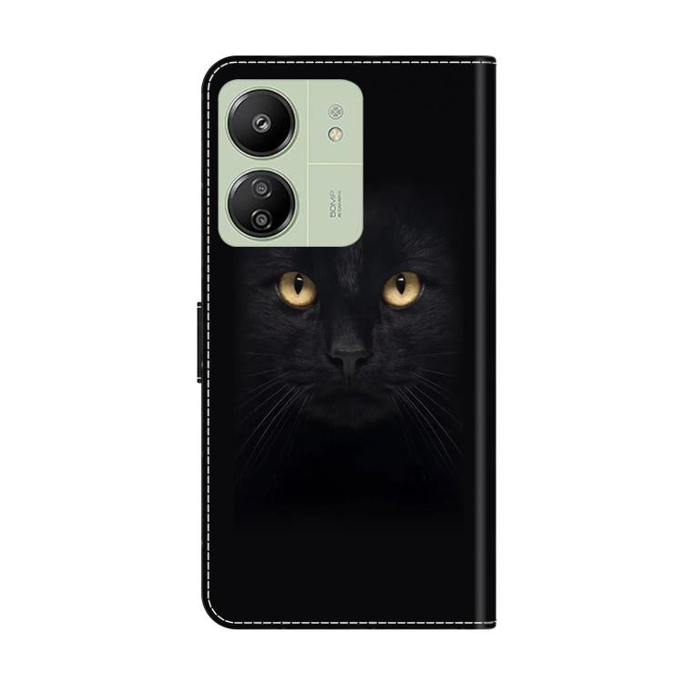 For Redmi 13C 5G / 4G Crystal-Like Painted Vegan Leather Phone Case