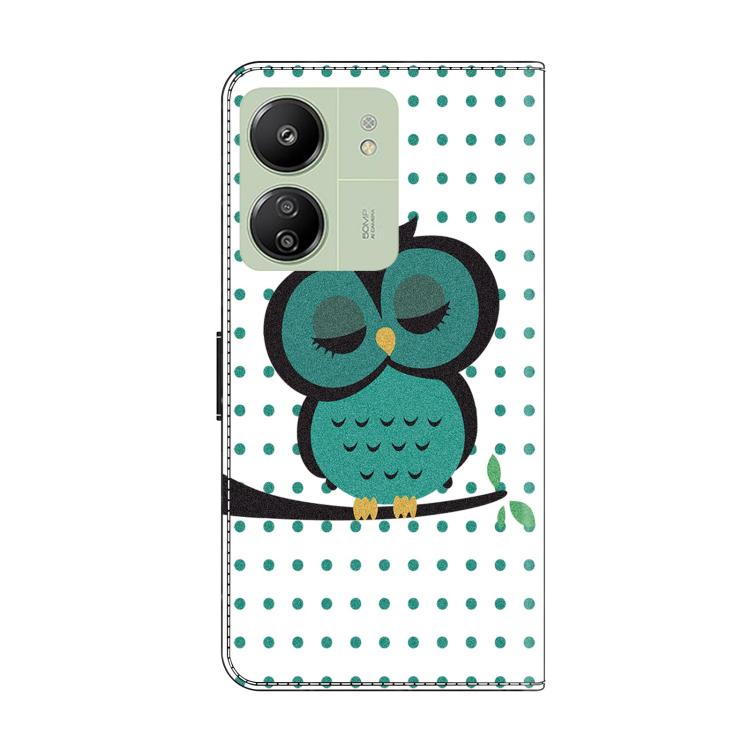For Redmi 13C 5G / 4G Crystal-Like Painted Vegan Leather Phone Case