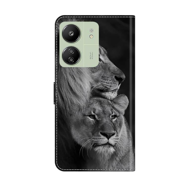 For Redmi 13C 5G / 4G Crystal-Like Painted Vegan Leather Phone Case