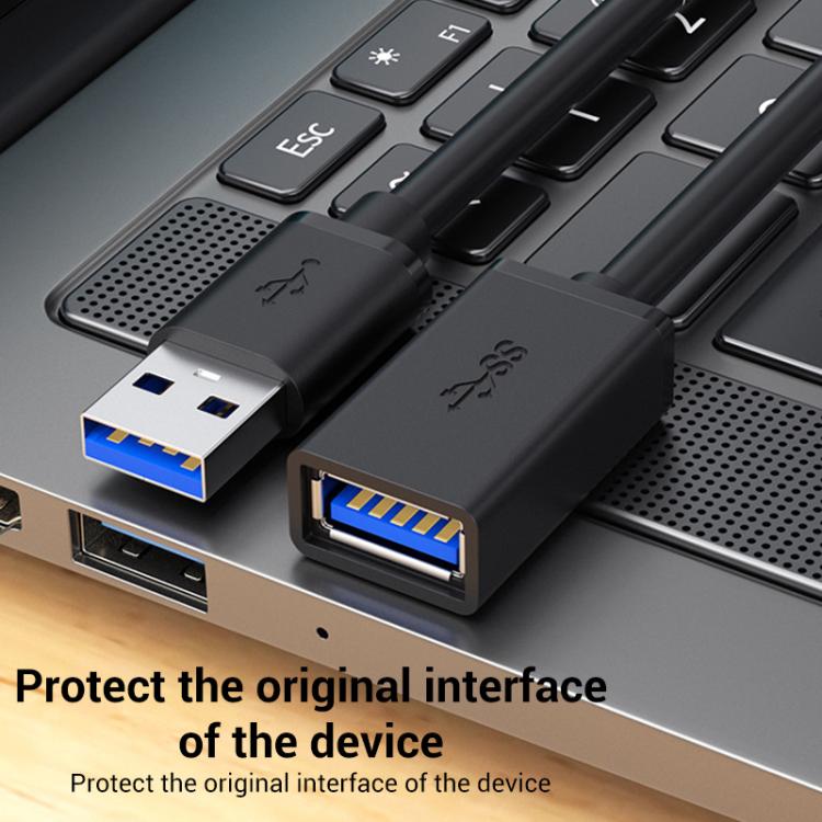 WG138 USB 3.0 Male to Female Extension Cable Extended Data Transfer Cord for Computer U-disk Mouse, Length:0.5m - Black