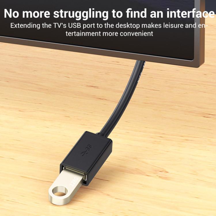 WG138 USB 3.0 Male to Female Extension Cable Extended Data Transfer Cord for Computer U-disk Mouse, Length:1m - Black