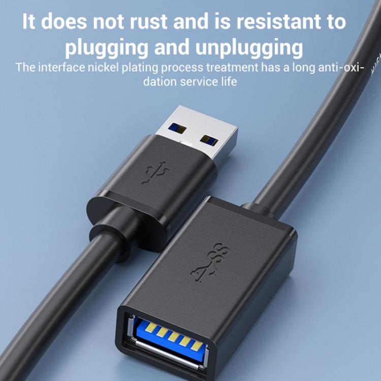 WG138 USB 3.0 Male to Female Extension Cable Extended Data Transfer Cord for Computer U-disk Mouse, Length:1.5m - Black