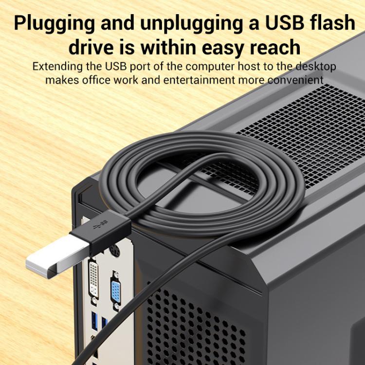 WG138 USB 3.0 Male to Female Extension Cable Extended Data Transfer Cord for Computer U-disk Mouse, Length:2m - Black