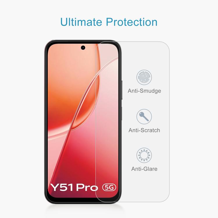 For vivo Y51 Pro 5G 50pcs 0.26mm 9H 2.5D Tempered Glass Film