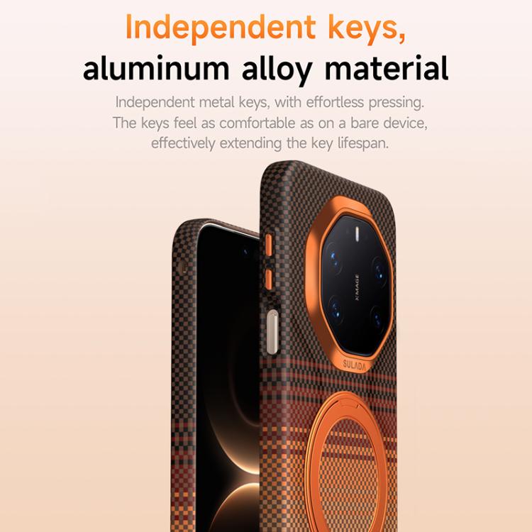 For Huawei Mate 80 Pro Max SULADA Kevlar Woven Texture Leather Rotation Magnetic Holder Phone Case