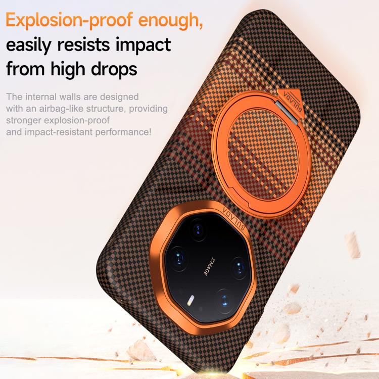 For Huawei Mate 80 Pro Max SULADA Kevlar Woven Texture Leather Rotation Magnetic Holder Phone Case