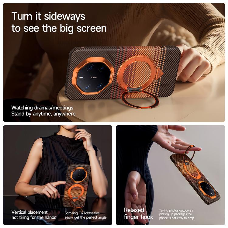 For Huawei Mate 80 Pro Max SULADA Kevlar Woven Texture Leather Rotation Magnetic Holder Phone Case