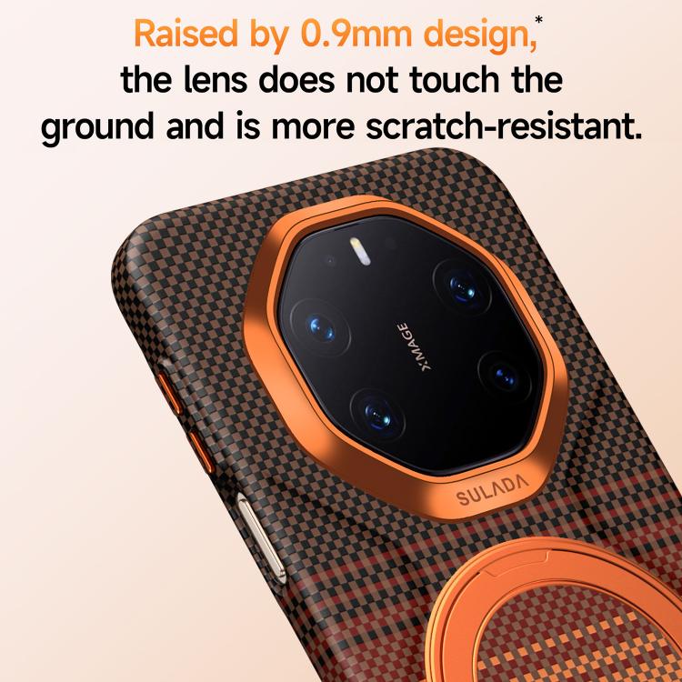 For Huawei Mate 80 Pro Max SULADA Kevlar Woven Texture Leather Rotation Magnetic Holder Phone Case