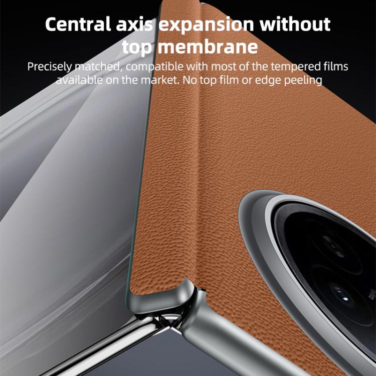 For OPPO Find N6 5G SULADA Frameless Top Layer Cowhide Leather Hybrid PC Phone Case