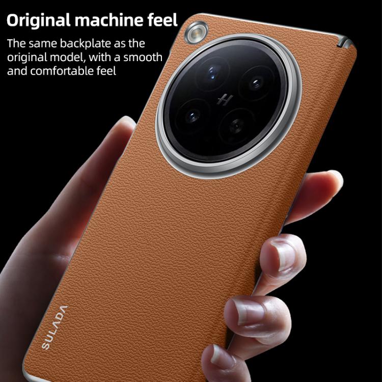 For OPPO Find N6 5G SULADA Frameless Top Layer Cowhide Leather Hybrid PC Phone Case
