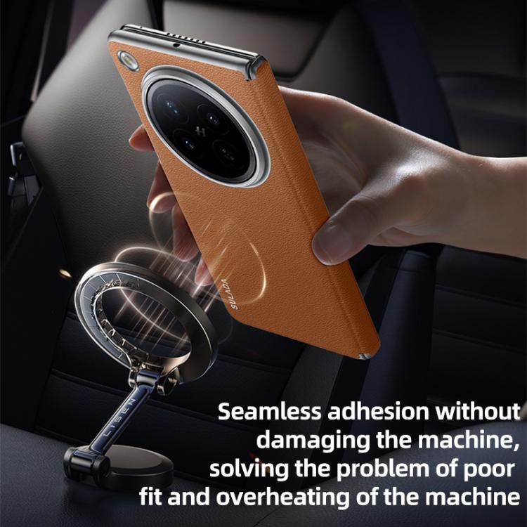 For OPPO Find N6 5G SULADA Frameless Top Layer Cowhide Leather Hybrid PC Phone Case