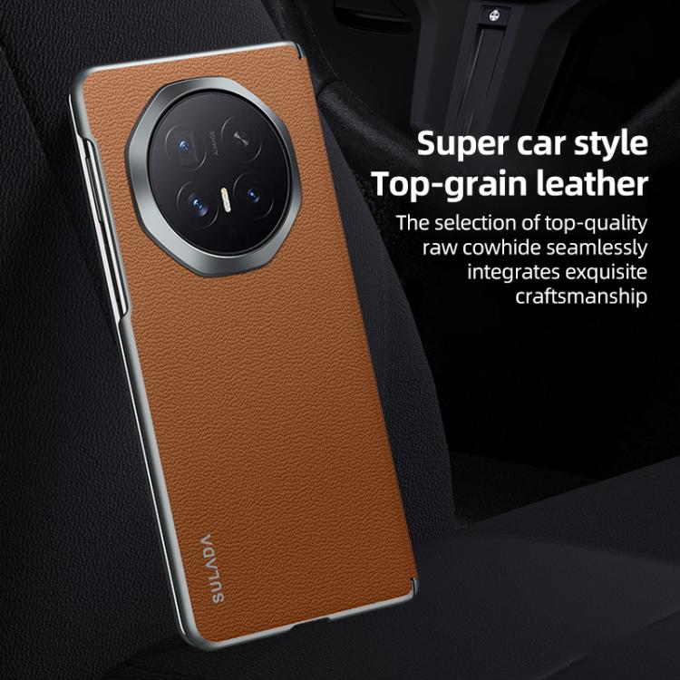 For Honor Magic V6 SULADA Frameless Top Layer Cowhide Leather Hybrid PC Phone Case