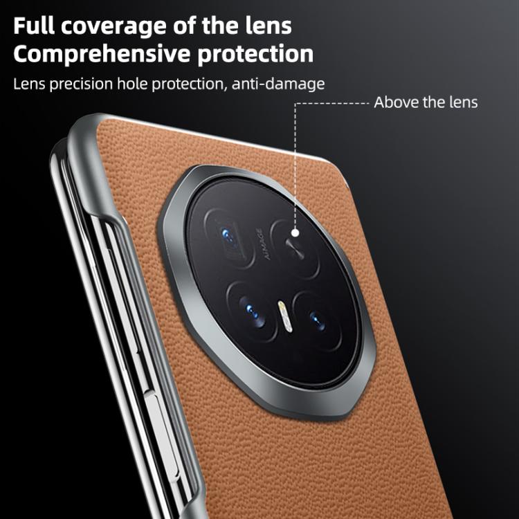 For Honor Magic V6 SULADA Frameless Top Layer Cowhide Leather Hybrid PC Phone Case