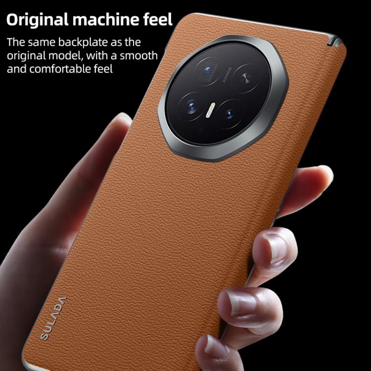 For Honor Magic V6 SULADA Frameless Top Layer Cowhide Leather Hybrid PC Phone Case