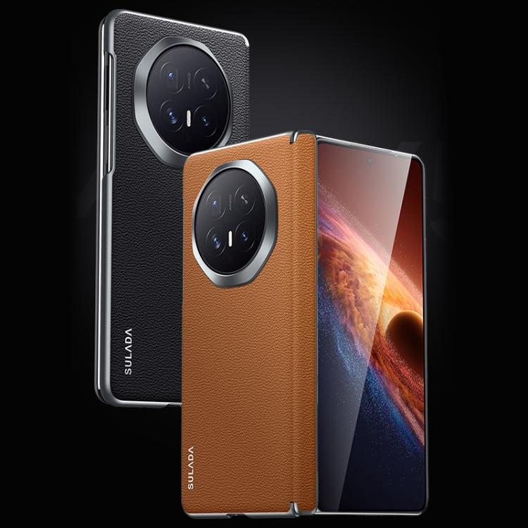 For Honor Magic V6 SULADA Frameless Top Layer Cowhide Leather Hybrid PC Phone Case
