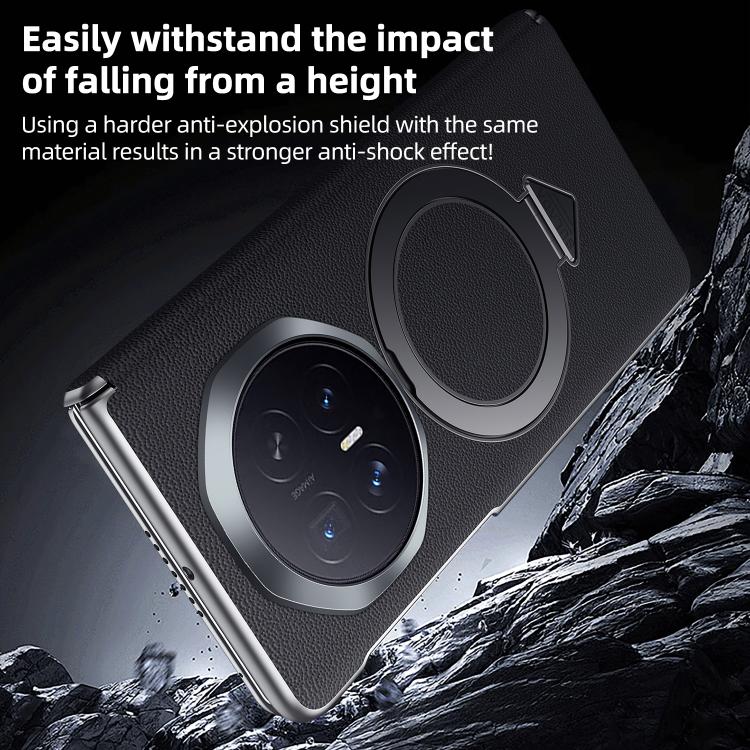 For Honor Magic V6 SULADA Top Grain Leather MagSafe Magnetic Holder Phone Case