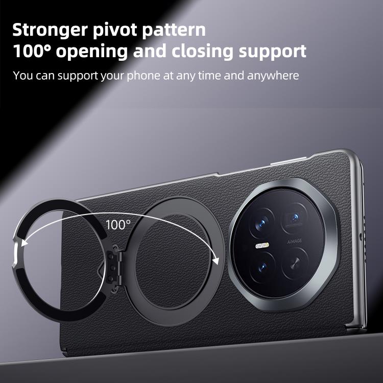 For Honor Magic V6 SULADA Top Grain Leather MagSafe Magnetic Holder Phone Case