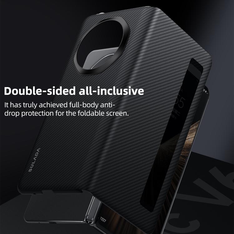For Honor Magic V6 SULADA Kevlar 600D Texture Smart Window Leather Phone Case