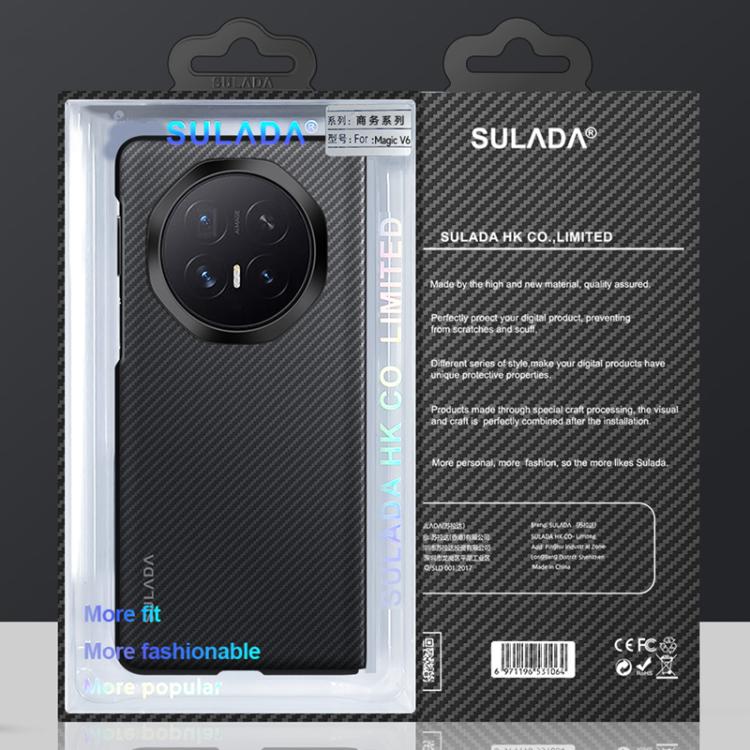For Honor Magic V6 SULADA Kevlar 600D Texture Smart Window Leather Phone Case