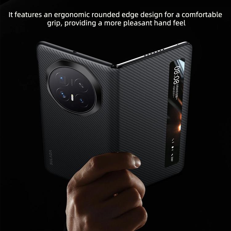 For Honor Magic V6 SULADA Kevlar 600D Texture Smart Window Leather Phone Case