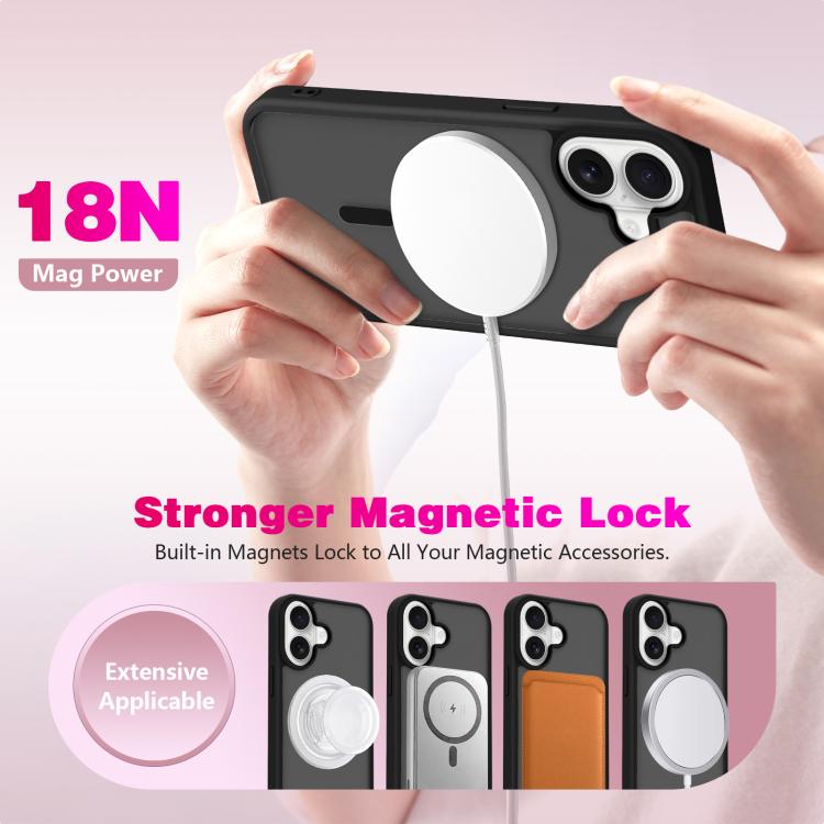 For iPhone 16 Plus Skin-Friendly Magnetic Shockproof TPU Hybrid PC Phone Case
